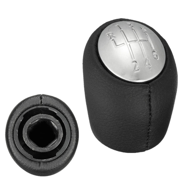 Car Gear Stick Shift Knob Cap 6 Speed Black Leather for Renault