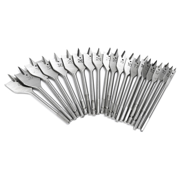 23pcs 6-40mm Flat Spade Wood Drill Bit Hex Shank Woodworking Spade Drill Bit Hole Cutter