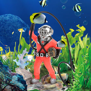 Aquarium Decor Hunter Treasure Figure Action Fish Tank Ornament Aquarium Realistic Design
