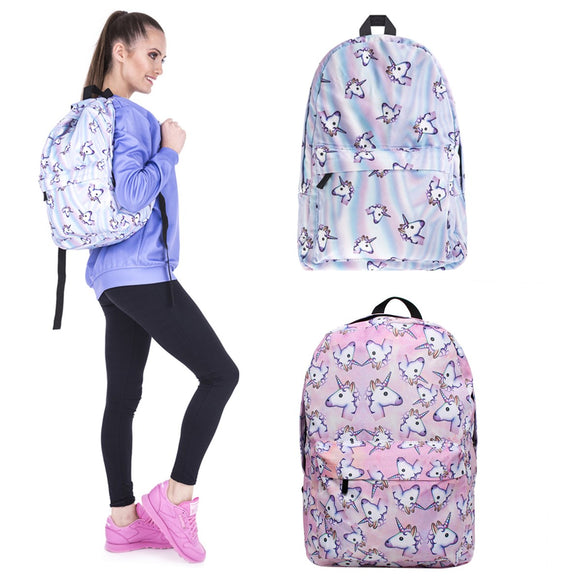 3D Unicorn Printing Multicolor Rainbow Girl Backpack School Bag Travel Rucksack