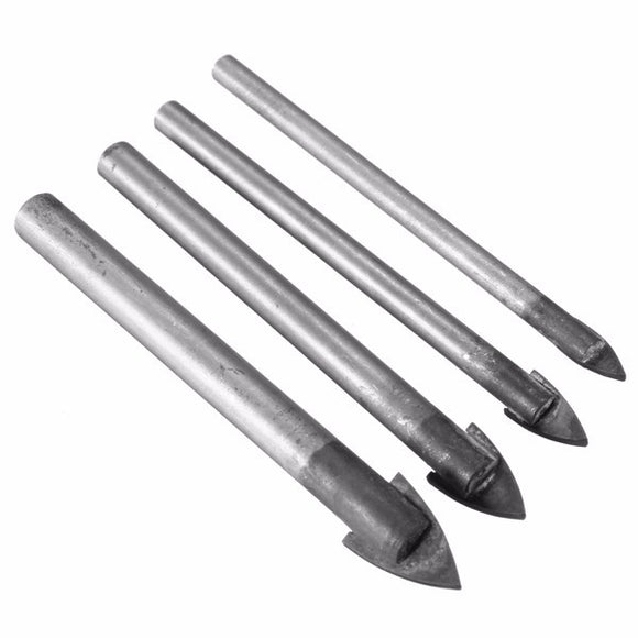 4pcs 4/6/8/10mm Carbide Tile Glass Drill Bit Set Black Triangle Tip Drill Bits