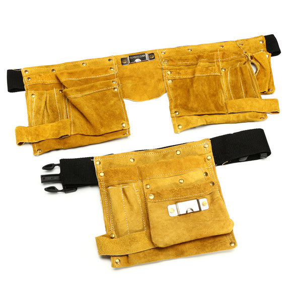 Leather Electrician Tool Waist Bag 8/14 Pockets Carpenter Electrician Tool Pouch