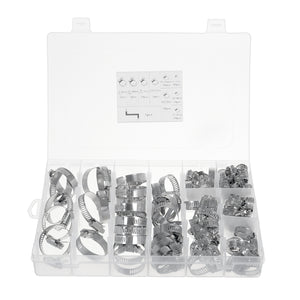 91Pcs Assorted Stainless Steel Hose Clamp Kit With No Driver Clips Set