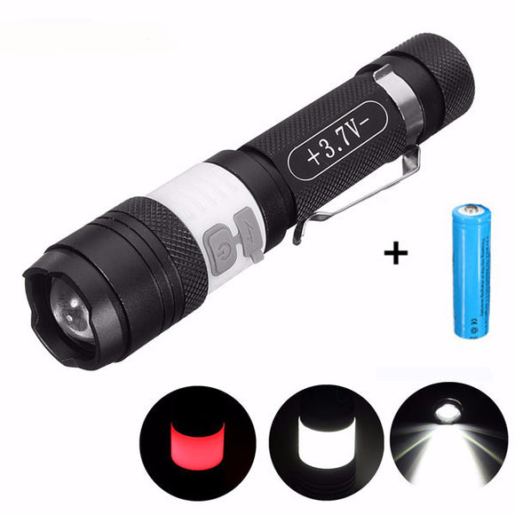 Elfeland  T6 3Modes 2000LM USB Rechargeable Zoomable LED Flashlight+18650