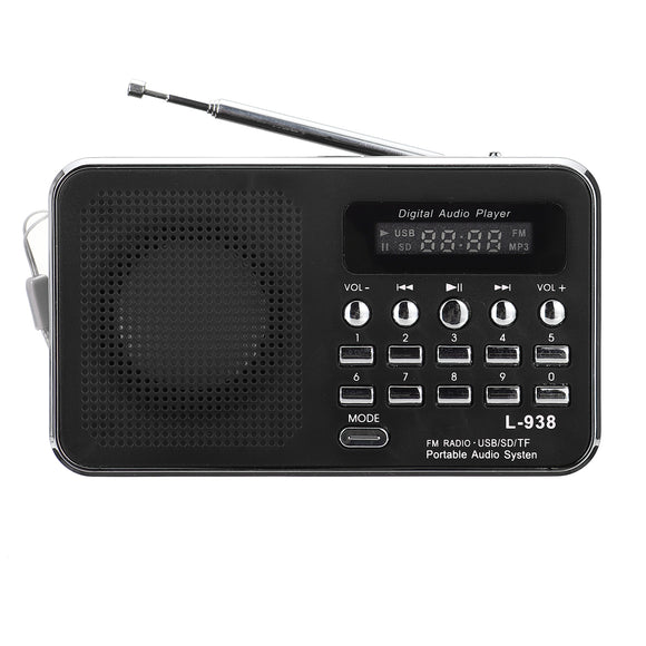 Portable FM 87.5-108MHZ 4.2V 4 Radio TF SD Card AUX Loop Play Speaker MP3 Music Player