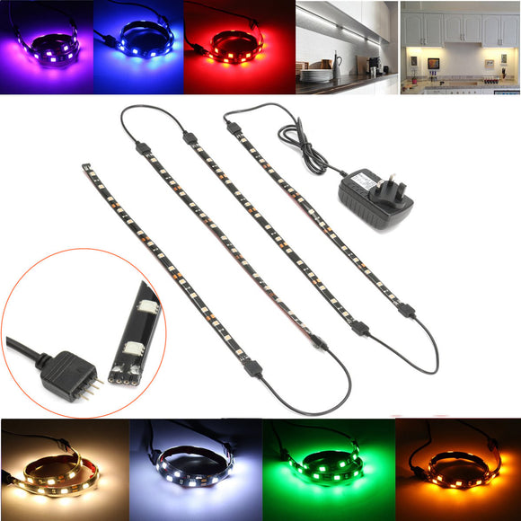 4*30cm 5050 Black LED Under Kitchen Cupboard Cabinet Strip Light Kit with UK Plug