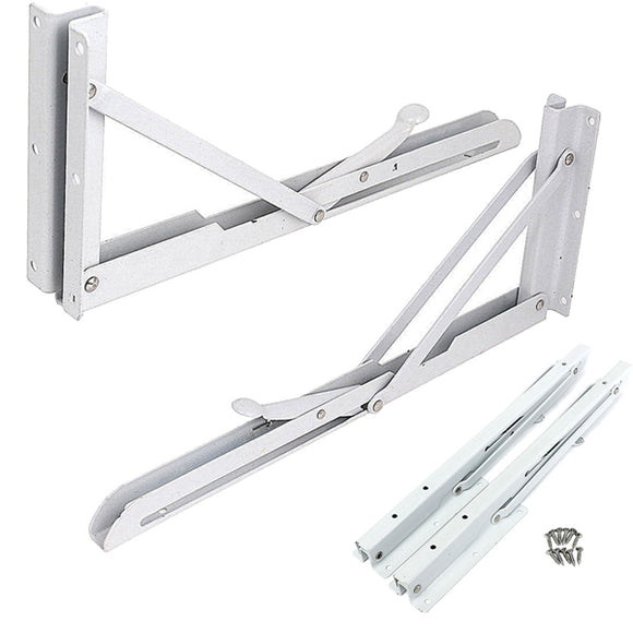 2Pcs 340x140mm White Metal Release Catch Support Bench Table Folding Shelf Bracket