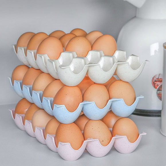 Household Refrigerator Wheat Fiber Egg Storage Box Stackable Egg Holder