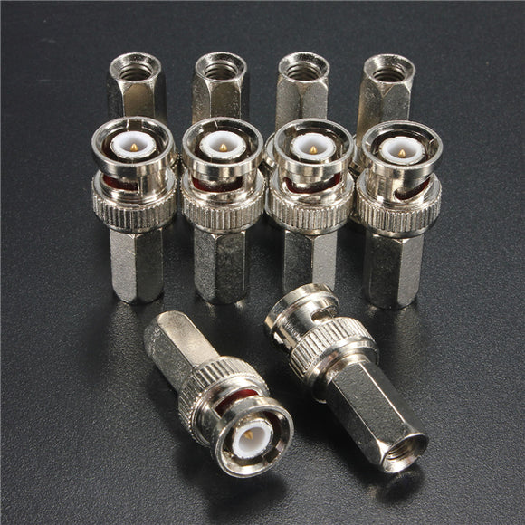 10pcs Copper BNC Male Plug RG59 Connector TV Aerial Coaxial Cable Adapter