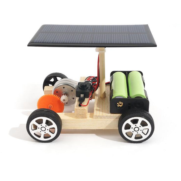 DIY Solar Hybrid Electric Car Wooden Assembly Science Model With Rechargeable Battery