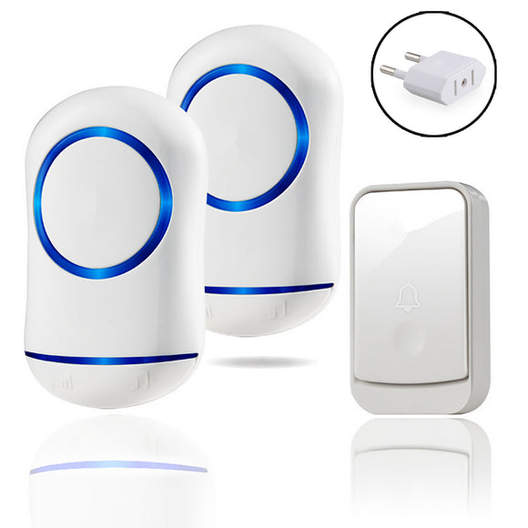 45 Chime Blue LED Battery Wireless Doorbell Door Bell 2 Receiver 300m Range Waterproof