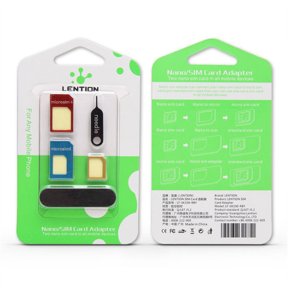 LENTION SIM Card Adapter Standard Nano Micro Sim Card For iPhone Smartphone