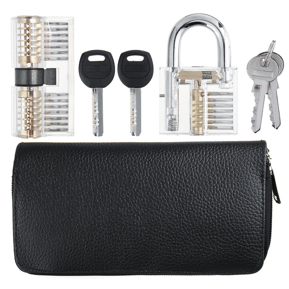 Titanium 24 Pieces and  Two Locks Locksmith Training Lock Set Pransparent Padlock AB Lock Picks