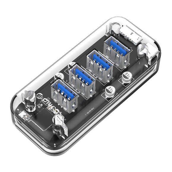 Orico F4U-U3 Transparent 4-Port USB 3.0 Hub with Dual-port Power Supply