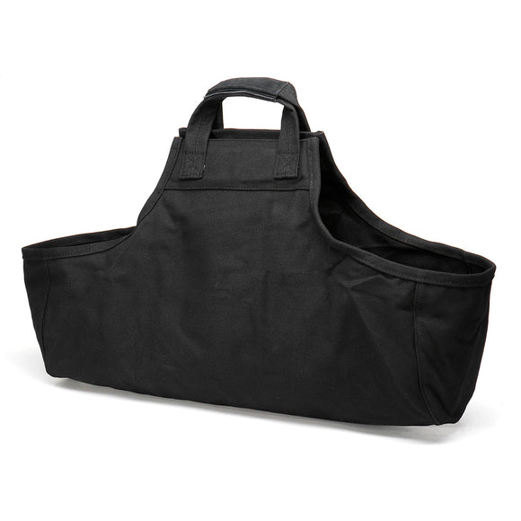 Firewood Log Carrier Bag Thick Canvas Black Portable Storage Wear-resistant