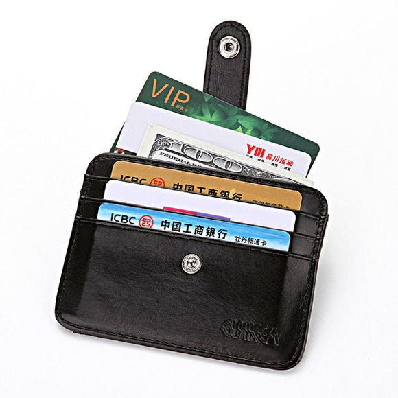 Men PU Leather Black Coffee Coin Bag Card Holder with 4 Card Slots