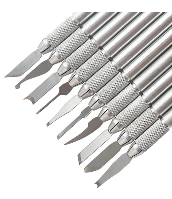 10pcs Professional Carving Chisel Knife Hand Tool Set Dental Lab Stainless Steel Wax Carving Tool