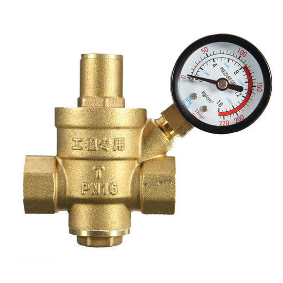 DN25 1 Inch Brass Water Pressure Regulator Valve with Gauge Pressure Water Pressure Reducing Valve