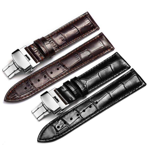 Bakeey 22mm Genuine Leather Strap Replacement Alligator Grain Watch Band