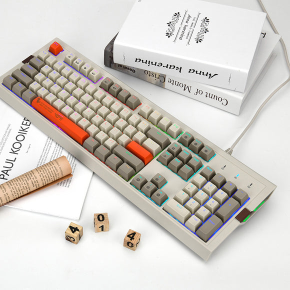 Ajazz AK510 Retro Game Wired RGB Mechanical Keyboard 104 Key PBT Ball Key Cap Brown Black Switch