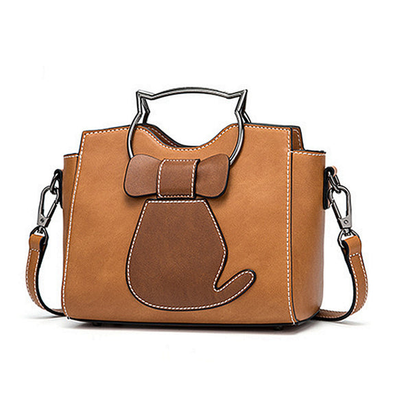 Women Cute Cat Pattern Handbag Large Capacity Leisure Shoulder Bags