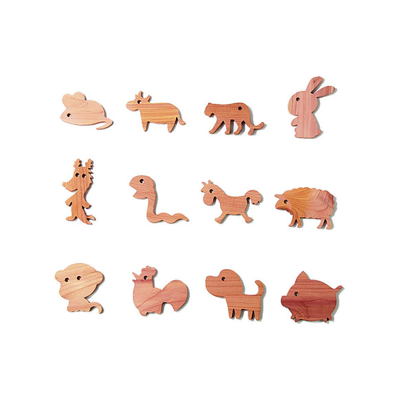 ZHILING 12 Pcs Wooden Ornament Chinese Zodiac Original Color Of Red Cliff Cypress Home Hanging Decorations from Xiaomi Youpin