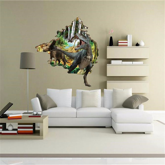 Creative Cartoon 3D PVC Dinosaur Broken Wall Sticker DIY Removable Decor Waterproof Wall Stickers