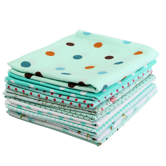 9PCS DIY Blue Handmade Cotton Plain Fabric Craft  Batiks Cloth Assorted Square Quilting Set