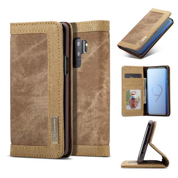 Caseme Canvas Magnetic Flip Bracket Wallet Protective Case For Samsung Galaxy S9 Plus