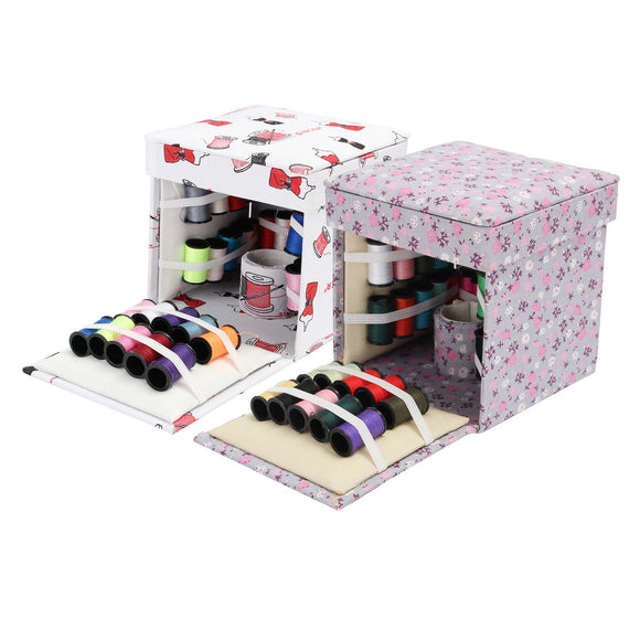 54Pcs Travel Sewing Thread Needle Storage Measure Scissor Thimble Kit Box Set