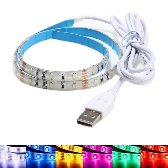 50CM Waterproof USB SMD3528 TV Background Computer LED Strip Tape Flexible Light DC5V