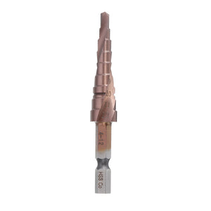 Drillpro 4-12mm M35 HSS-CO Spiral Groove Hex Shank Metalworking Spiral Step Drill Bit