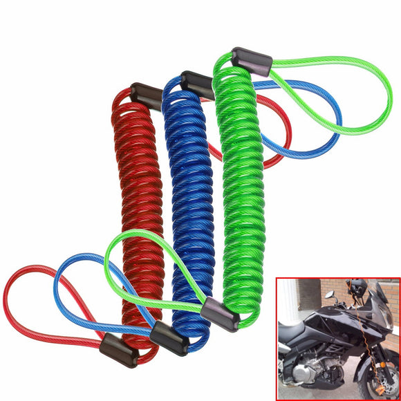 Alarm Disc Lock Security Spring Reminder Cable Motorcycle Bike Scooter