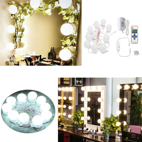 US Plug 3.6M Hollywood 10Bulbs Makeup Mirror Vanity Light Kit for Dressing AC110-220V
