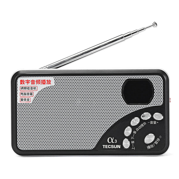 Tecsun A3 Digital FM Radio Receiver Speaker Support TF Card