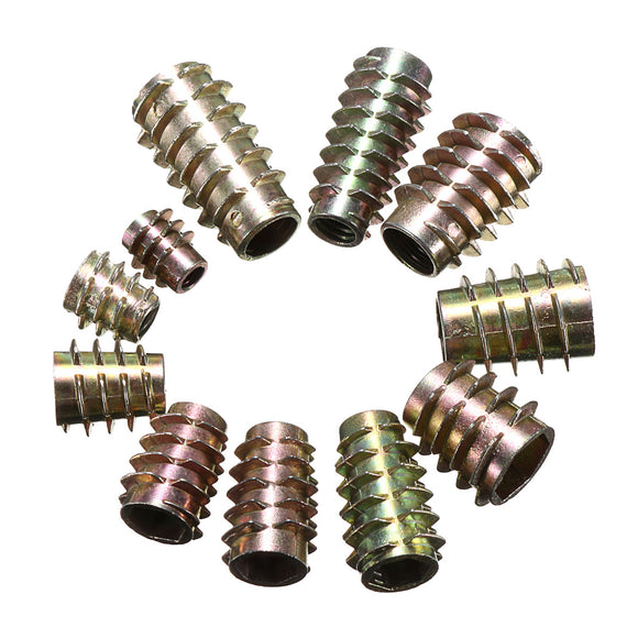 10Pcs Hex Drive Screw In Threaded Insert Type E Bushings For Wood M4/M5/M6/M8