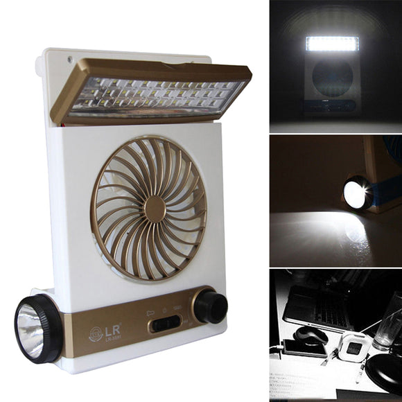 2 In 1 Solar Power USB Rechargeable Outdoor Camping Cool Fan Light Tent LED Lantern Cooler
