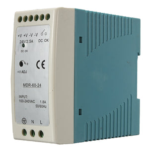 Industrial DIN Rail Power Supply Single Output 60W 24V 2.5A 120mVp-p MDR-60-24