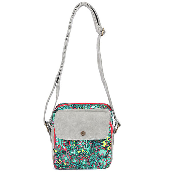 Women Canvas Korean Fashion Floral Printing Crossbody Shoulder Bag