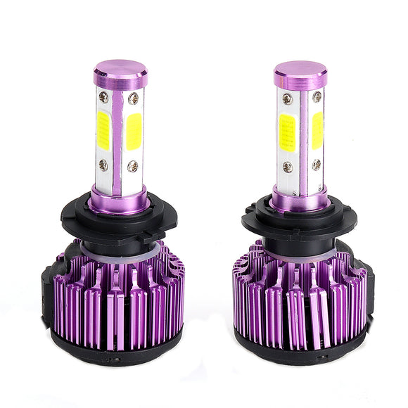 Pair H7 60W 6000LM 4-Sided LED Car Headlights Bulb Lamp Kit 6000K White IP68