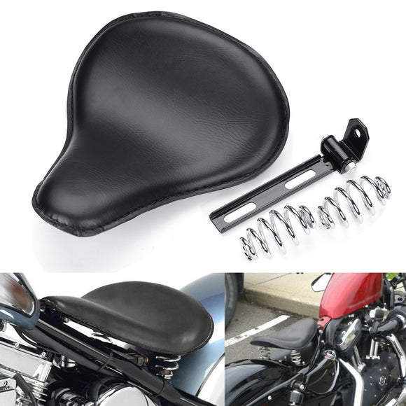 Black Motorcycle Solo Seat with Bracket Spring For Harley Bobber/Yamaha V Star 1300 1100 950
