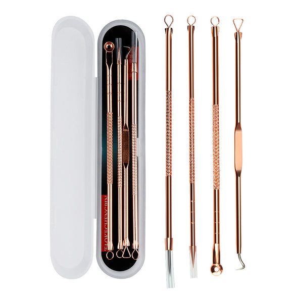 Y.F.M 4pcs Acne Blackhead Remover Needles Set Rose Gold Double Head Pimples Multipurpose