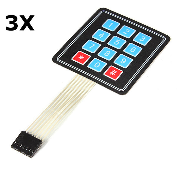 3Pcs 4 x 3 Matrix 12 Key Array Membrane Switch Keypad Keyboard For Arduino