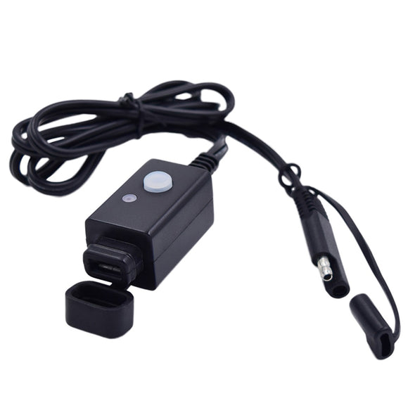 3.1A Waterproof SAE to USB Charger Motorcycle with Switch LED Extension Wire