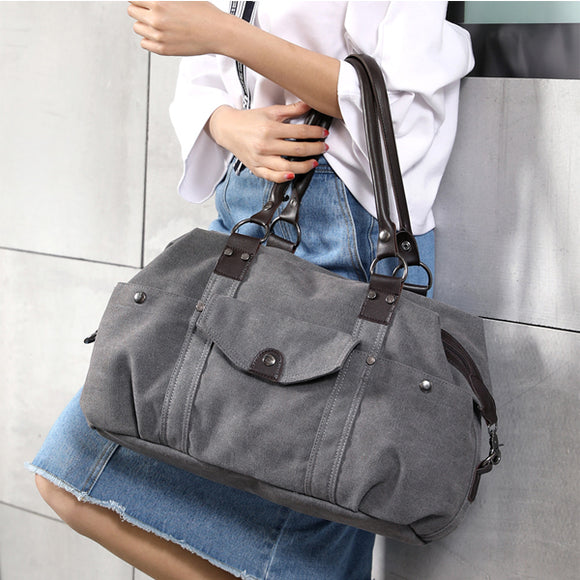 KVKY Front Pockets Canvas Shoulder Bags Vintage Tote Handbags Crossbody Bags