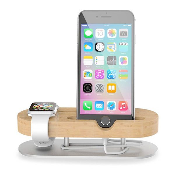 Universal Multifunctional Bamboo Phone Desk Stand Charging Holder for Apple Watch iPhone
