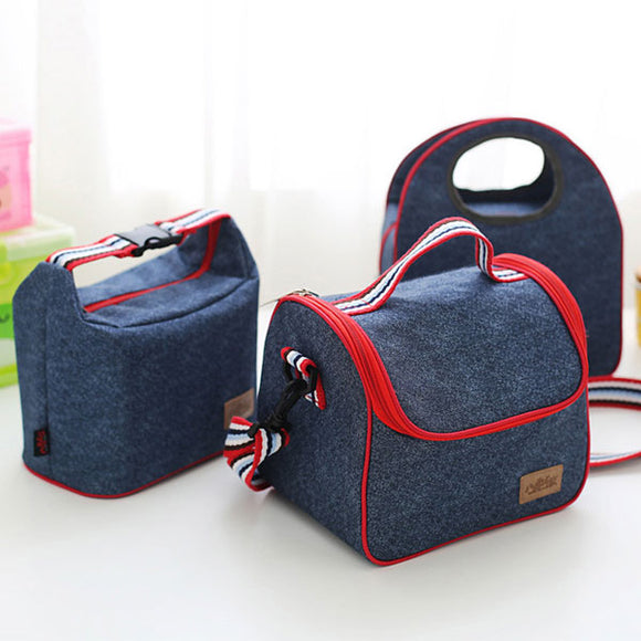 Honana DW-LB5 Jean Aluminum Insulated Lunch Bag Picnic Bento Food Box Cooler Bag Organization