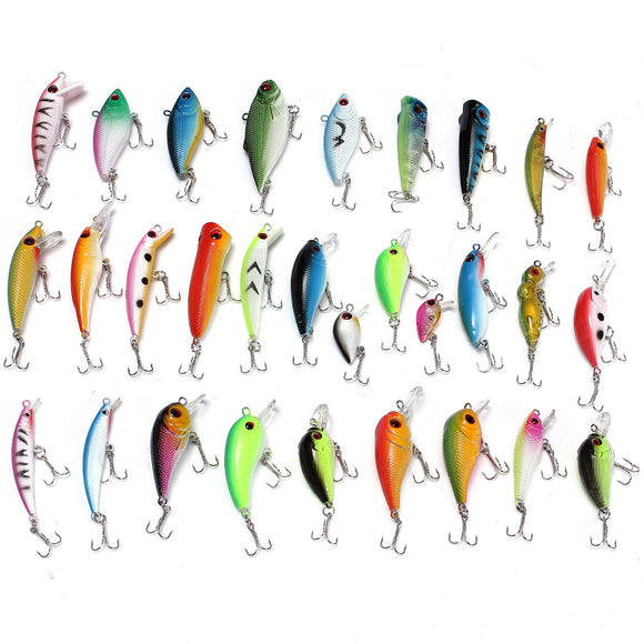 ZANLURE 30PCS Fishing Lures Stainless Steel PVC Crankbaits Hooks Minnow Baits Tackle