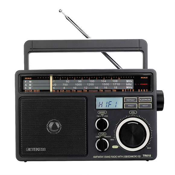 Retekess TR618 FM AM SW 3 Band Radio USB TF Card Speaker MP3 Player