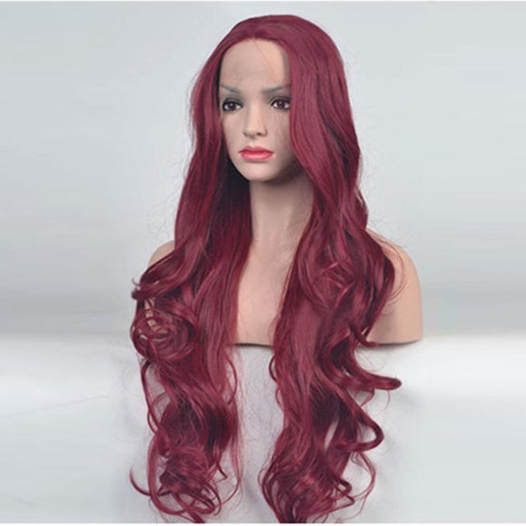 Large Red Wavy Long Wig In Red